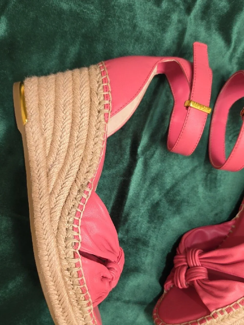 Franco Sarto Clementine Strawberry-Pink Knot Espadrille Wedge Sandals - Size 5.5